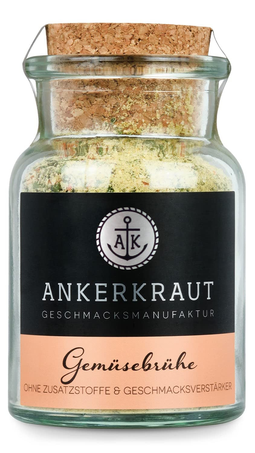 Ankerkraut Gemüsebrühe, ohne Edelsteinverstärker, ohne Zucker, 90g im Korkglas, Mischung würzender Zutat für Brühe