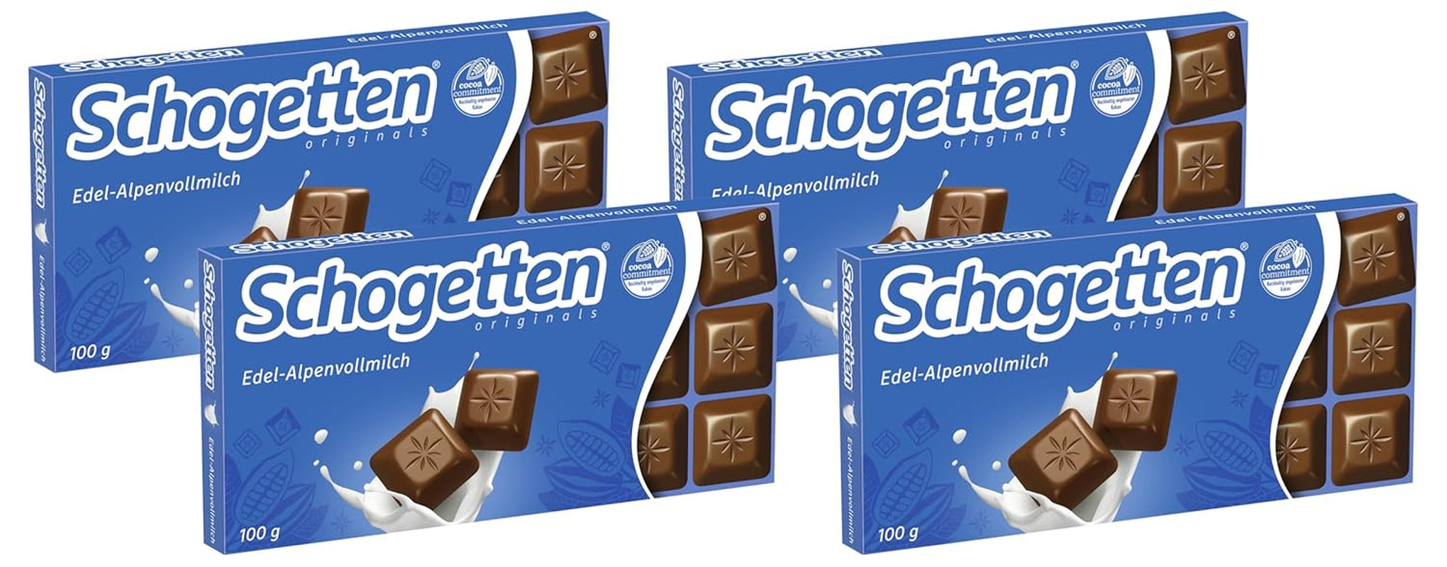 Schogetten Premium Alpenmilch Schokoladentafel, 100g, einzeln portioniert. Eine Freude. Stück für Stück.