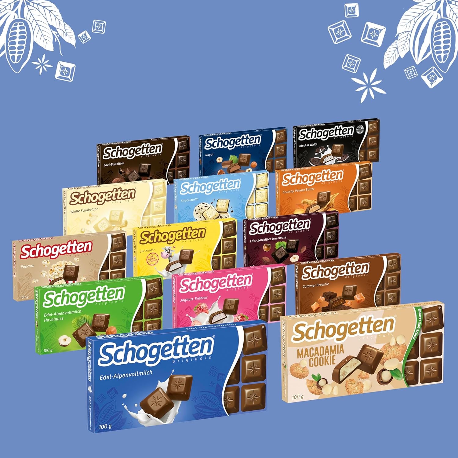 Schogetten Premium Alpenmilch Schokoladentafel, 100g, einzeln portioniert. Eine Freude. Stück für Stück.