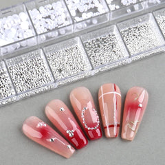 GZSY Nail Art Strasssteine Nagel Perlen Weiß 12Raster Nagel Charms Nageldesign Zubehör Perle Nail Art