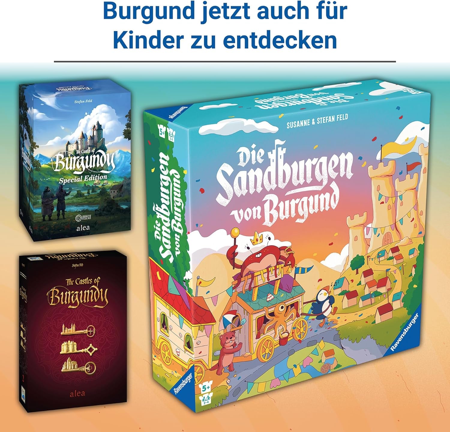 Ravensburger 24687 Burgundy Sandcastles – Spiel für Kinder ab 5 Jahren, für 2–4 Spieler