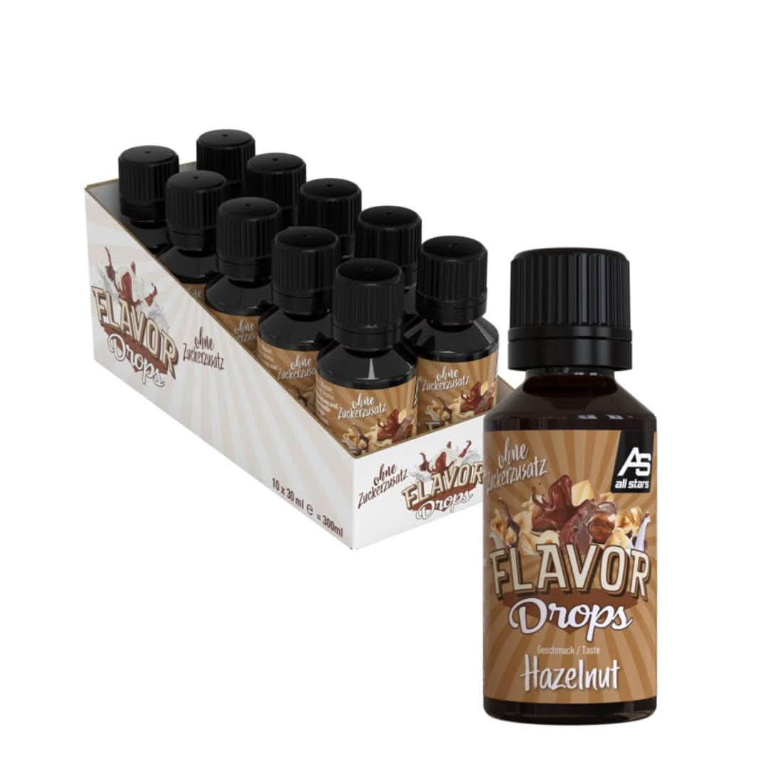 ALL STARS Flavour Drops, Aromatisierte Drops ohne Zuckerzusatz und ohne Kalorien – Süße und Geschmack für Lebensmittel, 30 ml Süßstoffe Naty Shop Nuts 10 x 30 ml