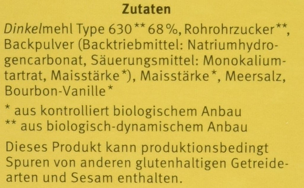 Demeter Bauck Hof Bio Dinkel Waffeln, 200 g Mischung zum Backen und Kochen Naty Shop