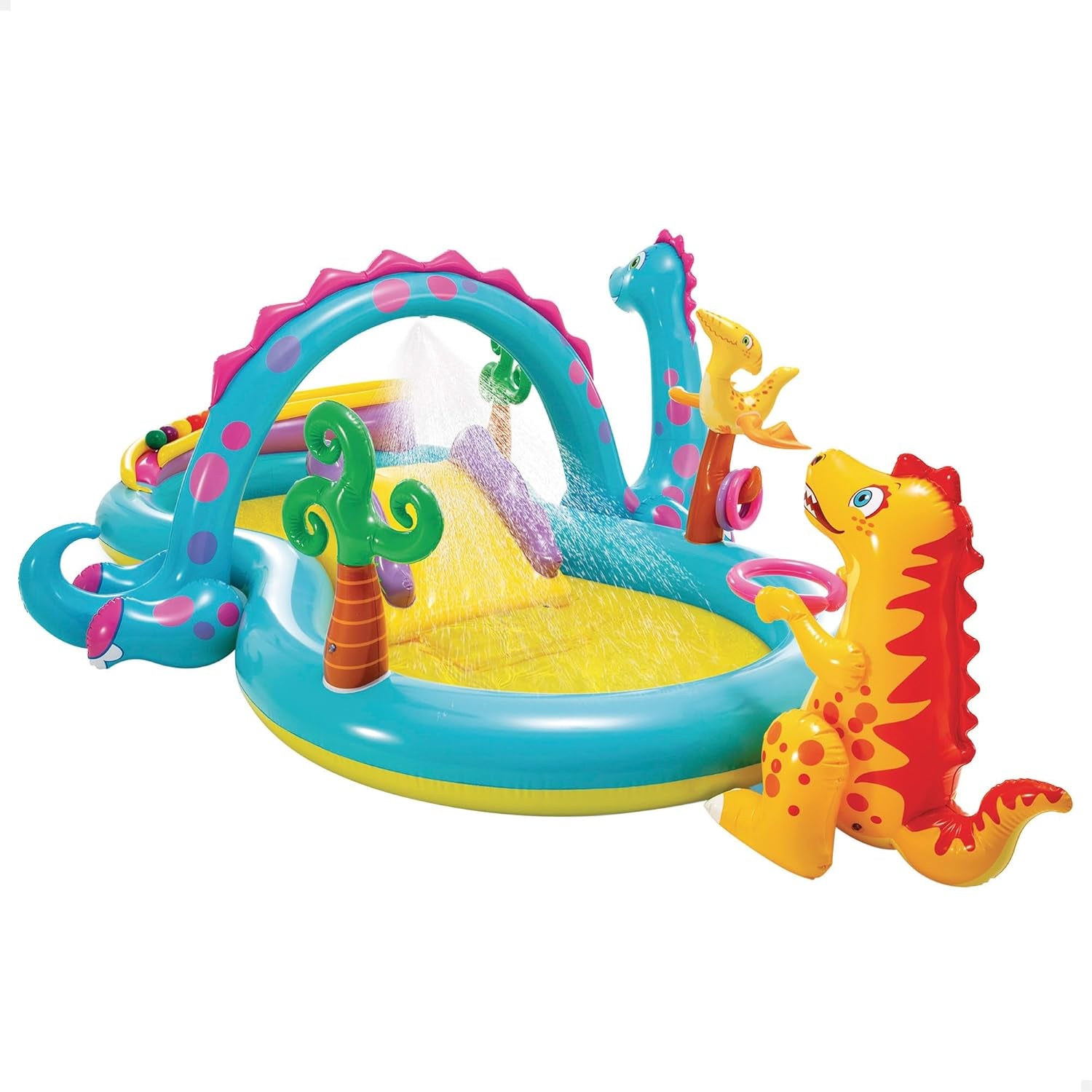 Intex 57135NP – Aufblasbares Spielcenter Dinoland, Vinyl, Mehrfarbig, 302 x 229 x 112 cm