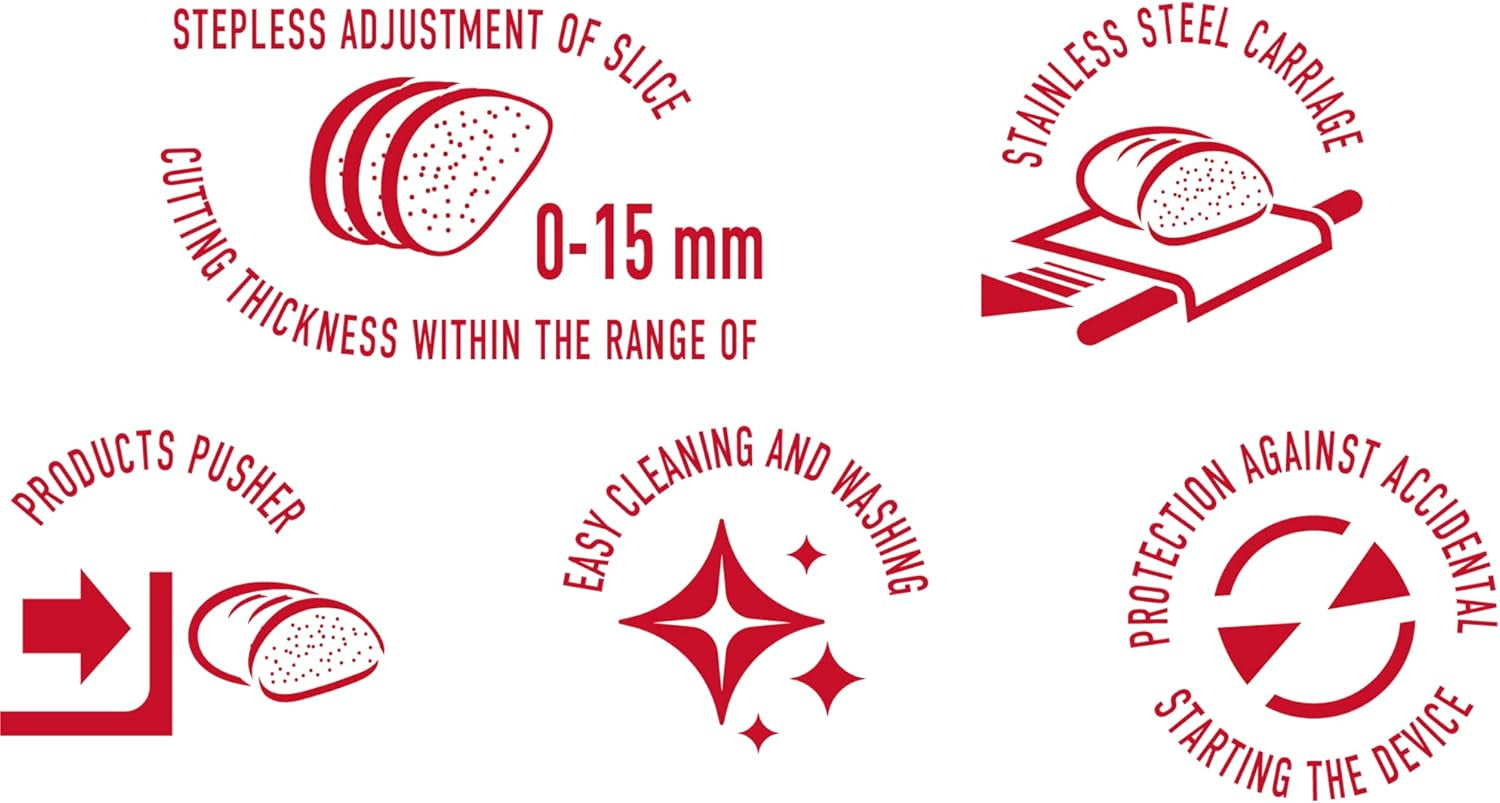 MPM MKR-05 Universeller elektrischer Allesschneider, einstellbare Schnittstärke bis 15 mm, 150 W. Aktenvernichter und Schneidemaschinen Naty Shop