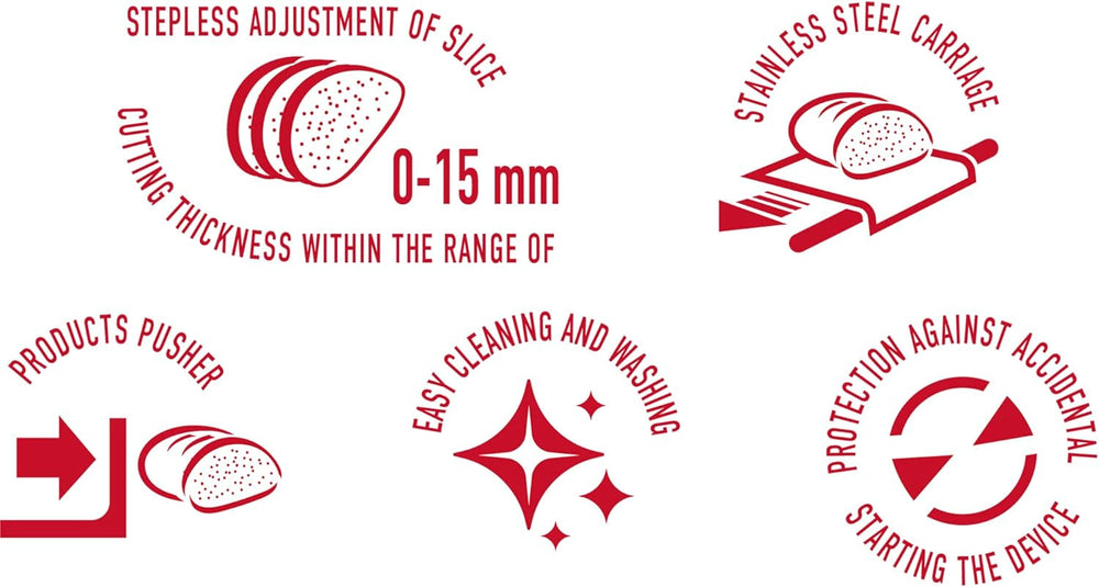 MPM MKR-05 Universeller elektrischer Allesschneider, einstellbare Schnittstärke bis 15 mm, 150 W. Aktenvernichter und Schneidemaschinen Naty Shop