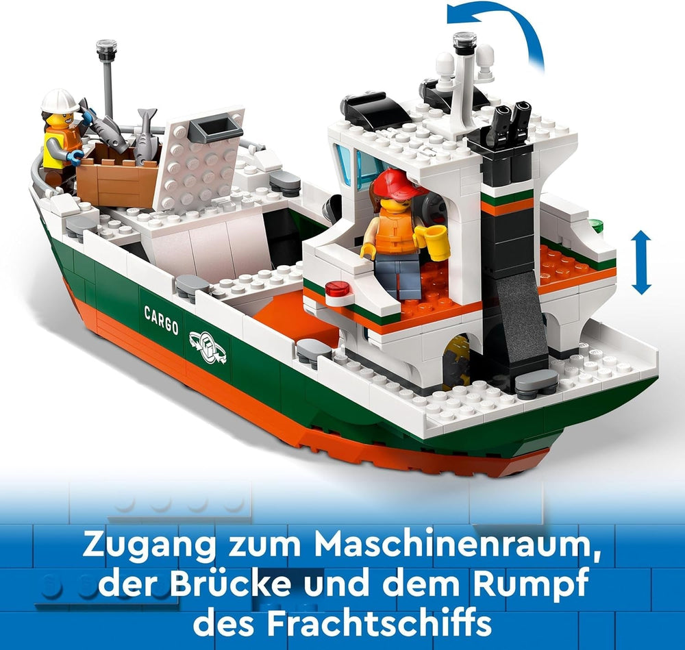 LEGO City Hafen mit Frachtschiff, Bauspielzeug für Jungen und Mädchen ab 8 Jahren, Geschenkidee für Kinder, Containerkran, Spielzeugschiff und 8 Minifiguren 60422 Bausets Besuchen Sie den LEGO-Store