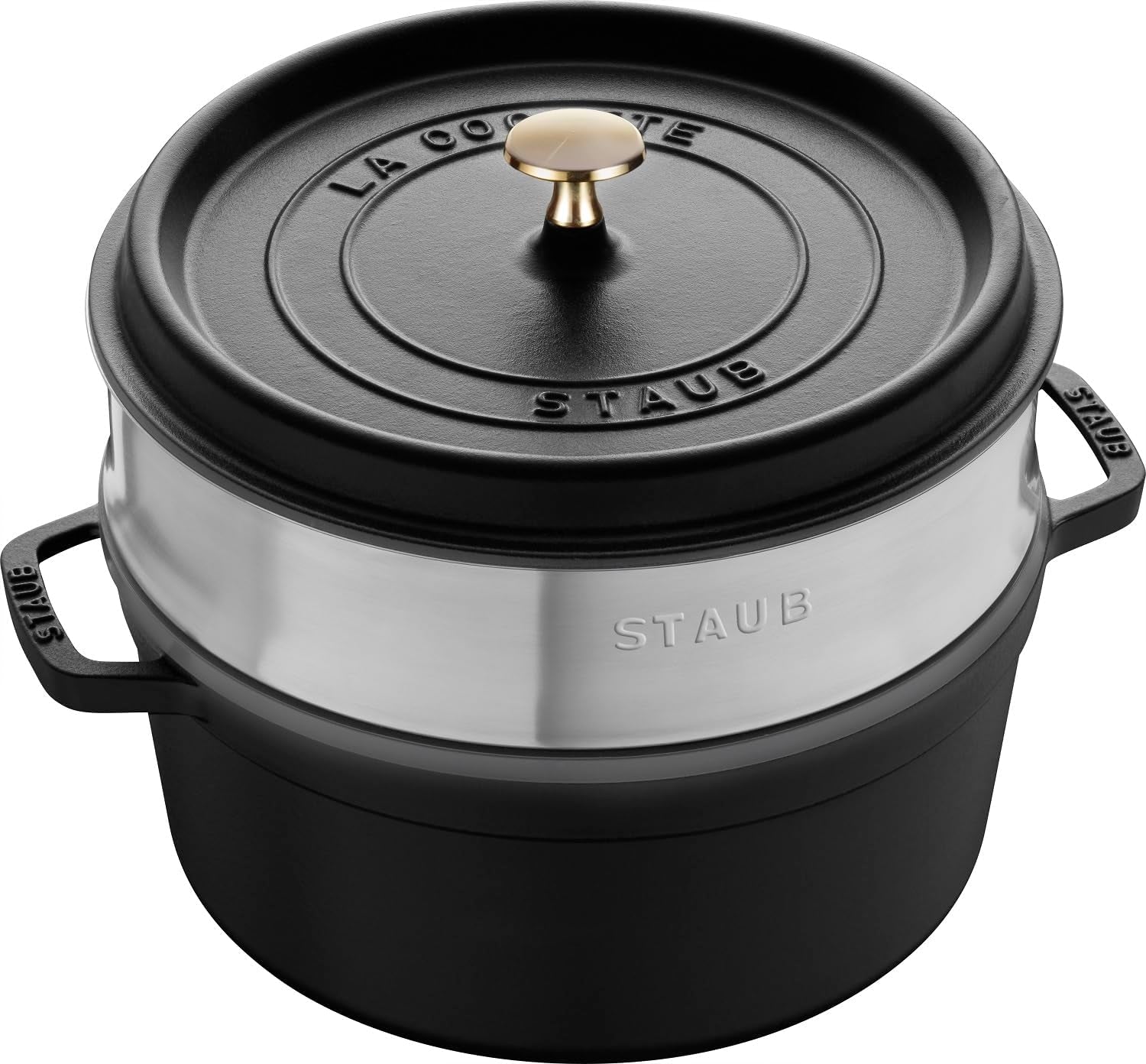 STAUB Gusseisen Bräter/Cocotte, Mit Dämpfeinsatz Aus Edelstahl, Rund 26 Cm, 5,2 L, Aromaregen Funktion Für Optimale Befeuchtung, Für Alle Herdarten Inkl. Induktion & Backofen, Kirschrot, Rot Formen und Backbleche Naty Shop Schwarz