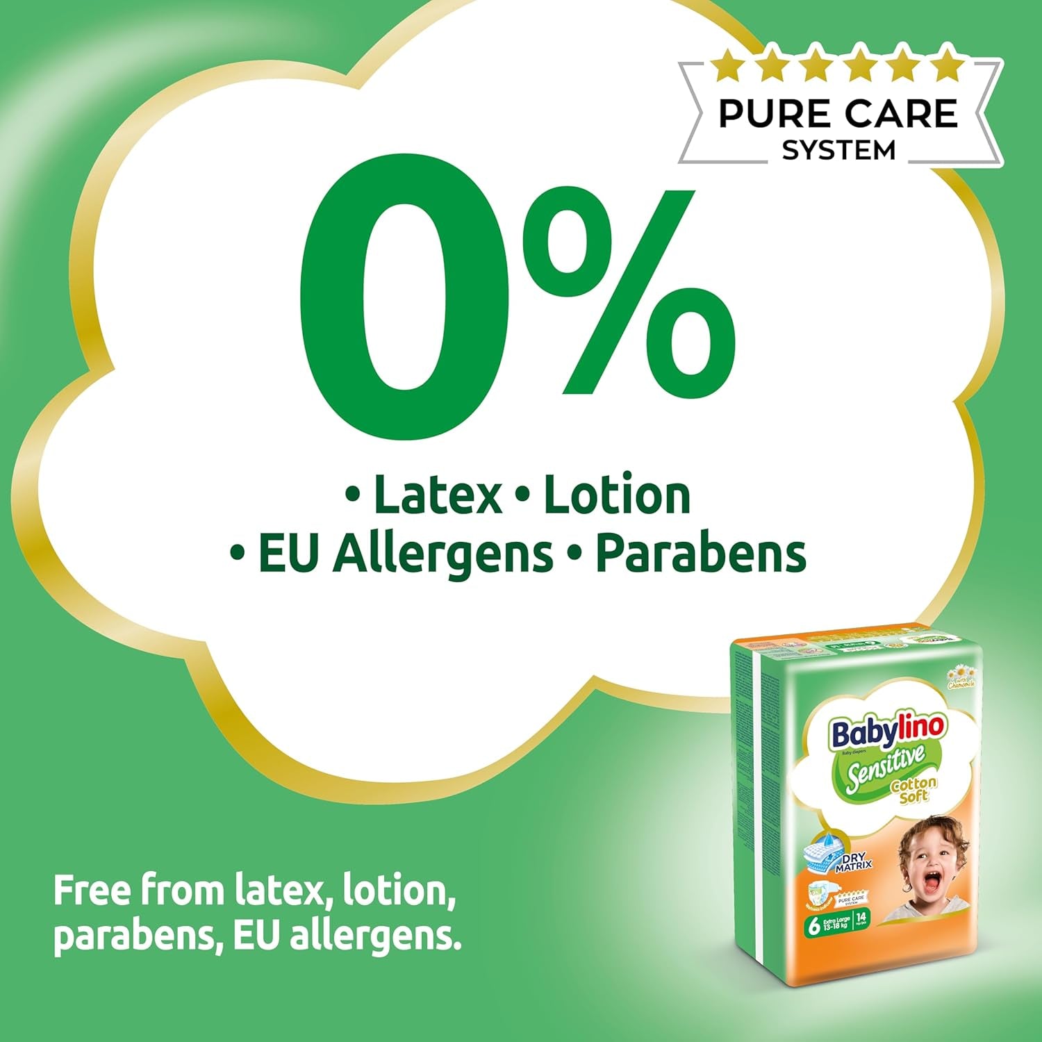 Windeln für empfindliche Babys, Größe 6, extra groß (13-18 kg), 114 Windeln