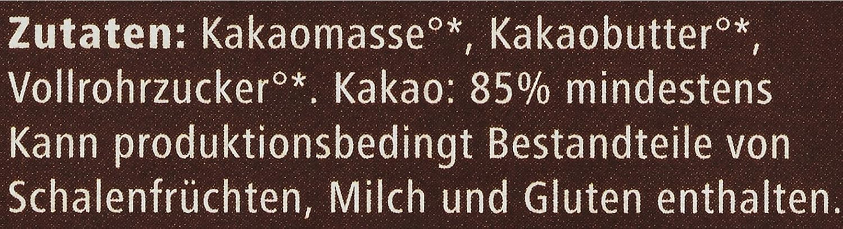 Bitter Grand Noir Bio, 85%, 100g