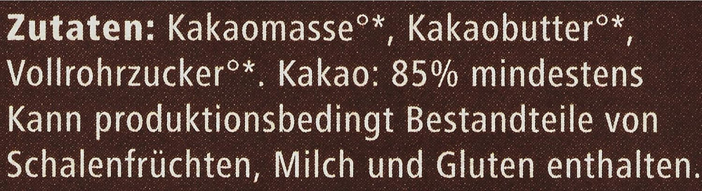 Bitter Grand Noir Bio, 85%, 100g