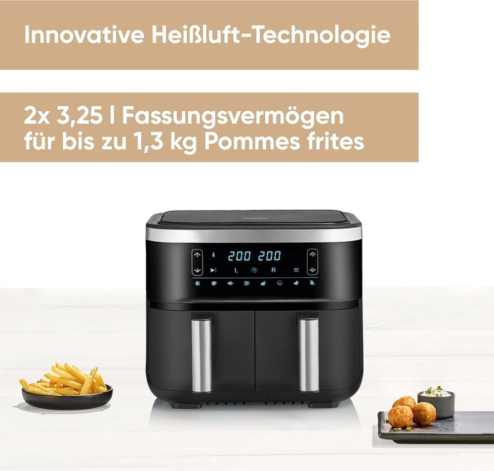 SEVERIN Doppel-Heißluftfritteuse mit Garraum 2 x 3,8 l, 8 Automatikprogramme Haushaltsgeräte Naty Shop