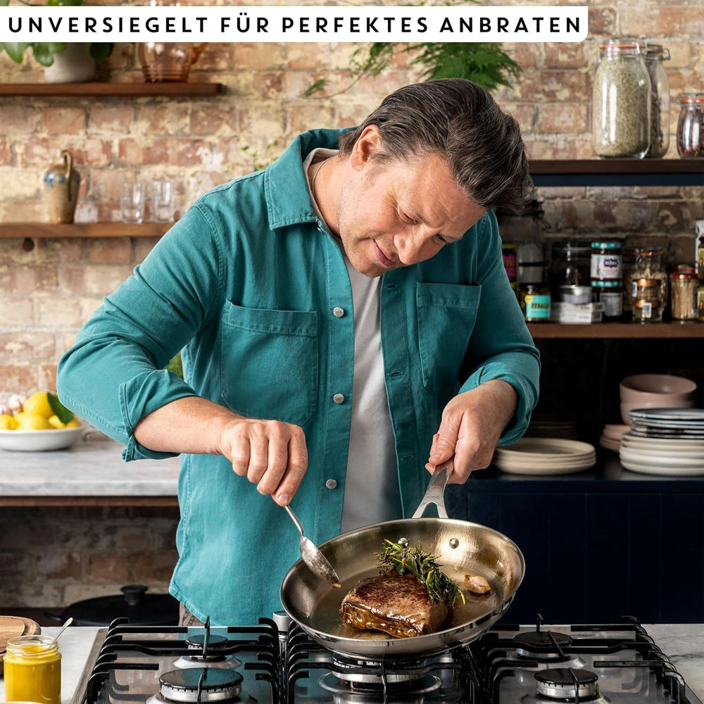 Jamie Oliver by Tefal Cook Smart tigaie 28Cm, Oțel inoxidabil neacoperit, Potrivită pentru inducție Oale si Tigai Naty Shop