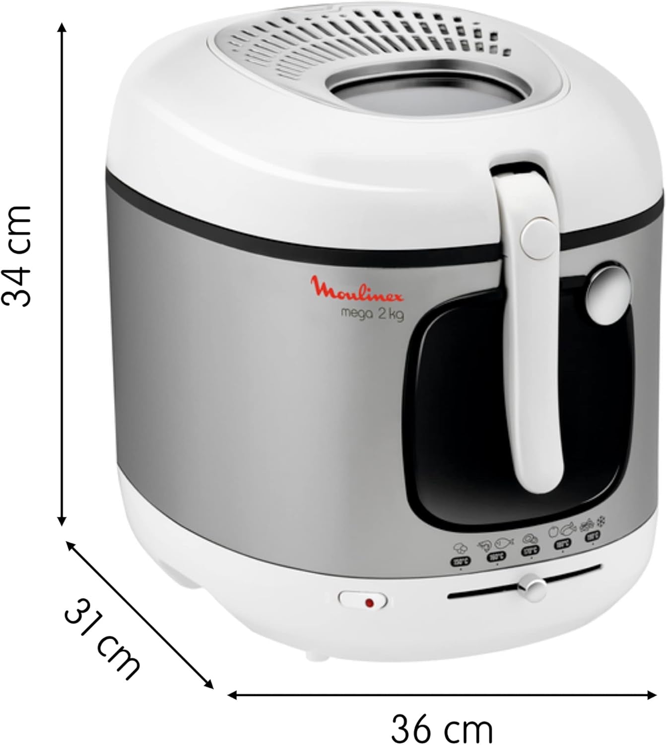 Fritteuse AM4800 Mega 2Kg, Ölfritteuse, Geruchsfilter, 1800 W Haushaltsgeräte Naty Shop