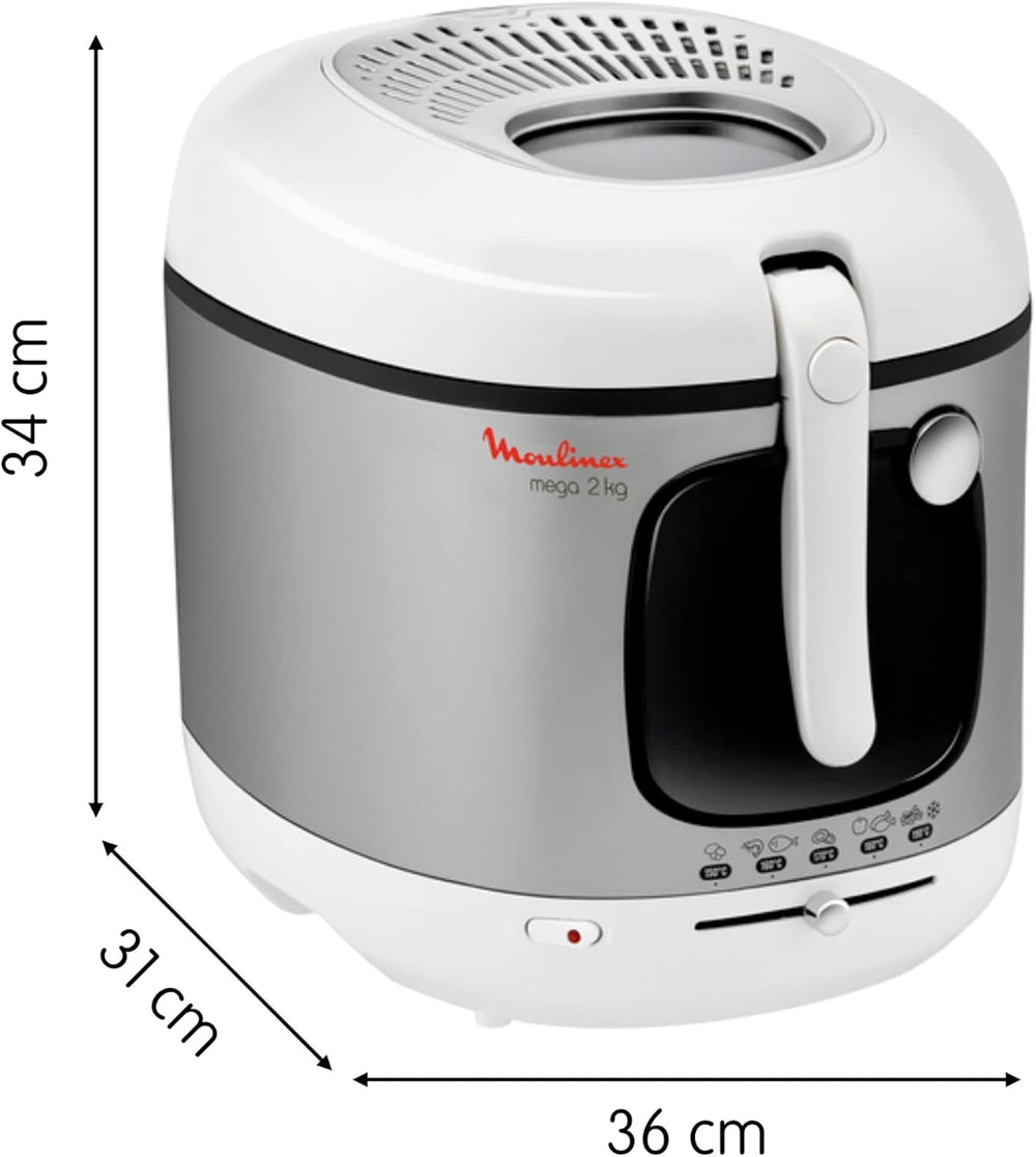 Fritteuse AM4800 Mega 2Kg, Ölfritteuse, Geruchsfilter, 1800 W Haushaltsgeräte Naty Shop