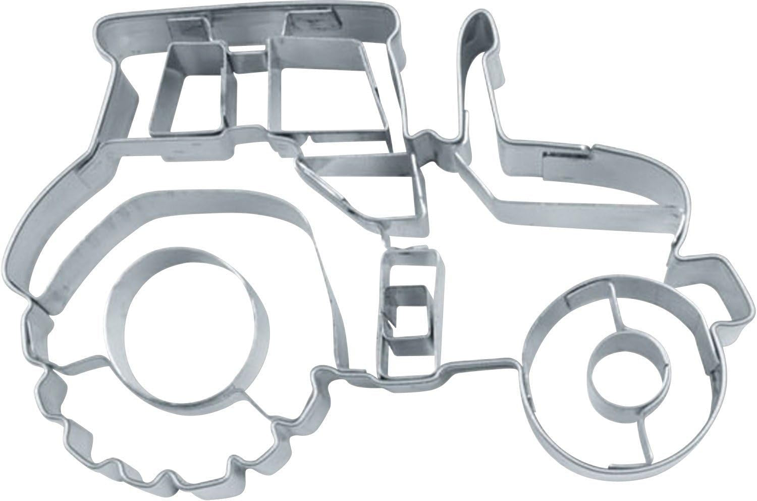 Städter 090187 Formă de gofrare pentru biscuiți, tip tractor, oțel inoxidabil, aprox. 7,5 cm, argintiu