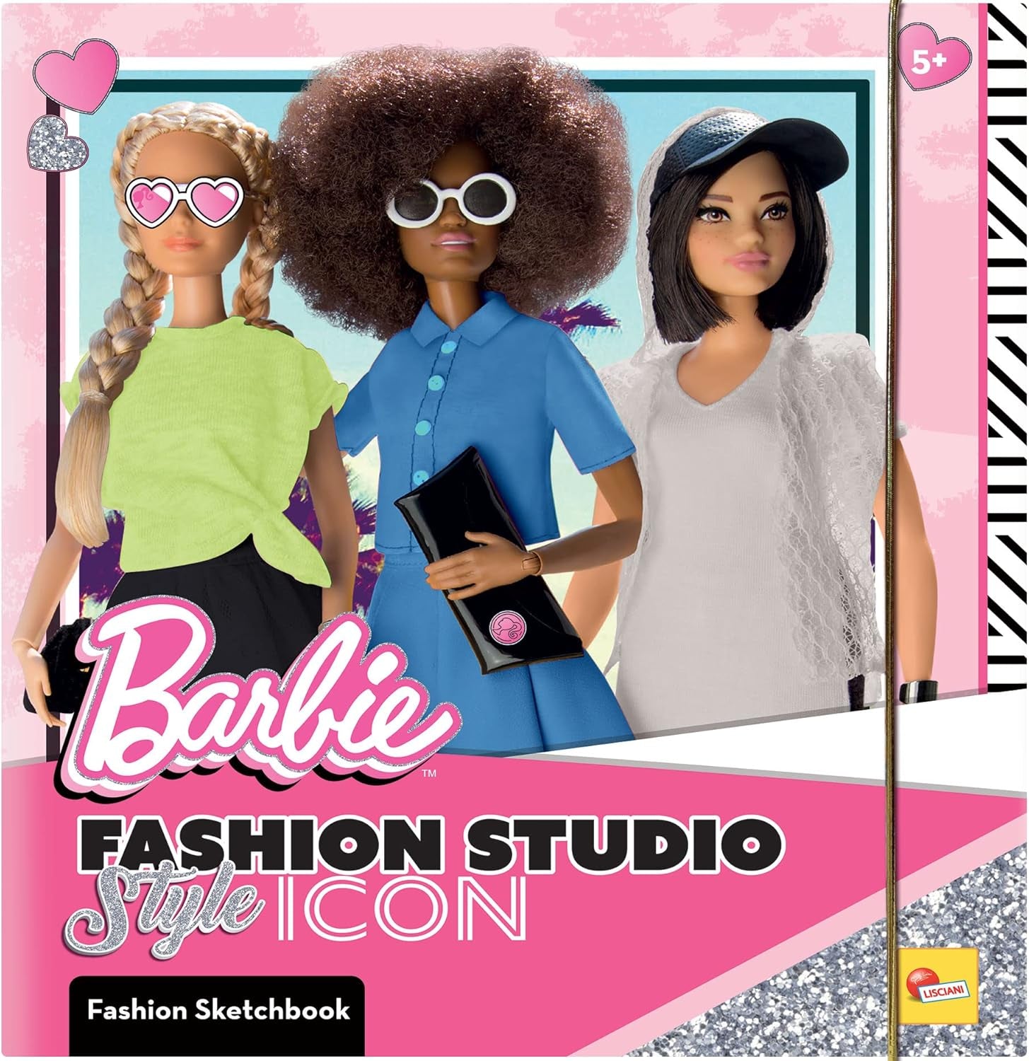 Lisciani – BARBIE – Skizzenbuch Set Wir Glänzen – Modestudio – Models zum Anziehen – Kreatives Spiel – Supermodische Kleidung – Farbmarker – Für Mädchen ab 4 Jahren