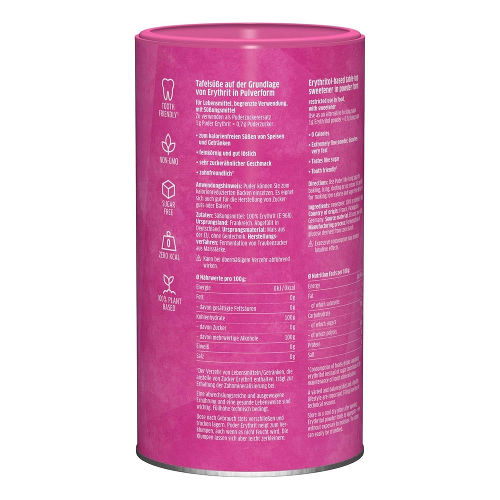 Xucker Puderzucker Erythrit – Kalorienfreier Zuckerersatz, 600 Gramm Süßstoffe Naty Shop