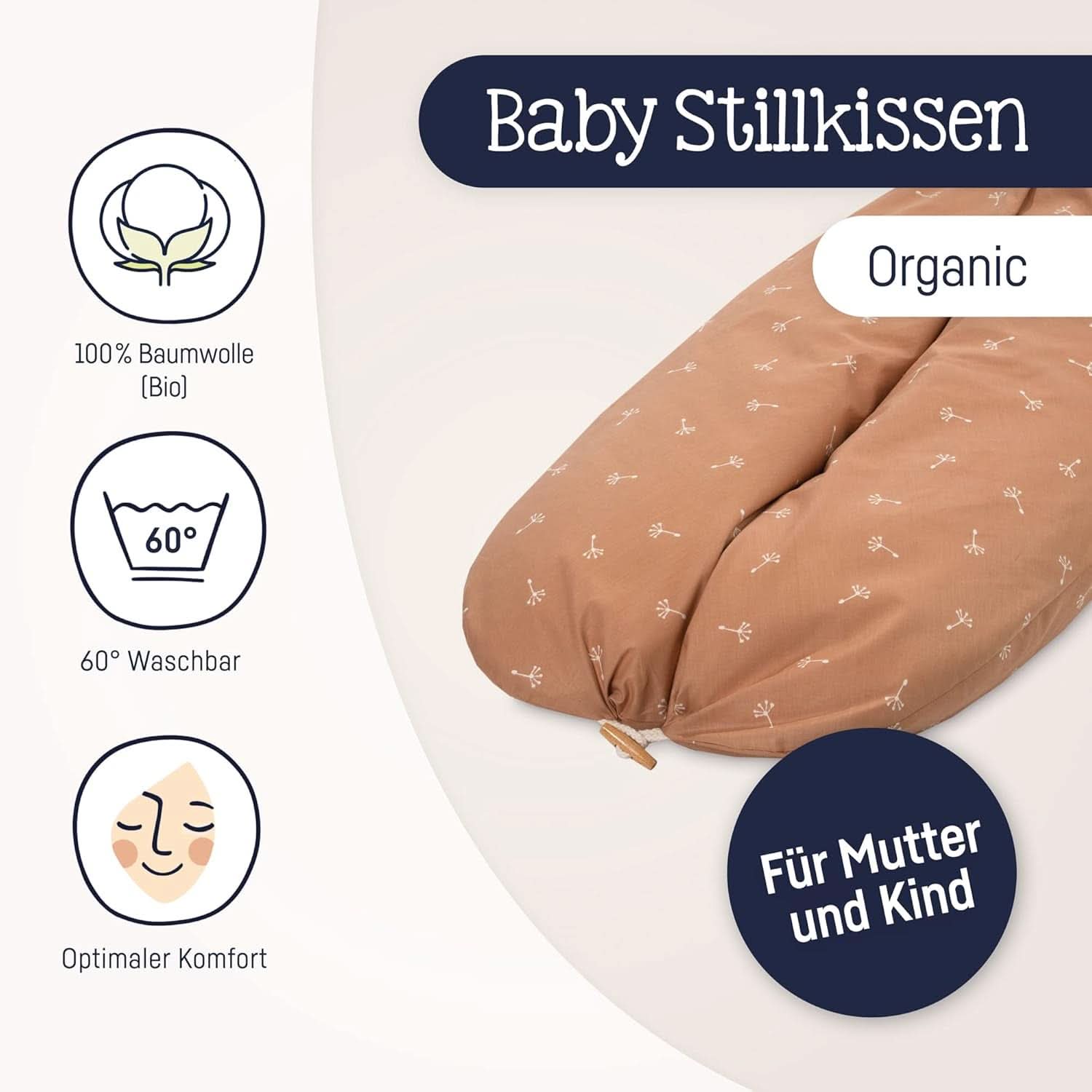 Julius Zöllner Bio-Stillkissen 190 cm, Füllung 42 Liter Eps-Mikrokügelchen, hergestellt in Deutschland Zubehör Essen und Stillen Bebe Naty Shop