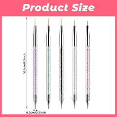 5 Stück Nail Art Pinsel Set Dotting Tool Nailart Pinsel Nageldesign Double Ended Dotting Pen Strass Professional Acryl Feinmalerei Nail Art Design