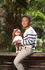 Llorens 1053551 Puppe Nicole, mit roten Haaren und blauen Augen, Modepuppe mit weichem Körper, inkl. trendiges Outfit und Hairreif, 35 cm