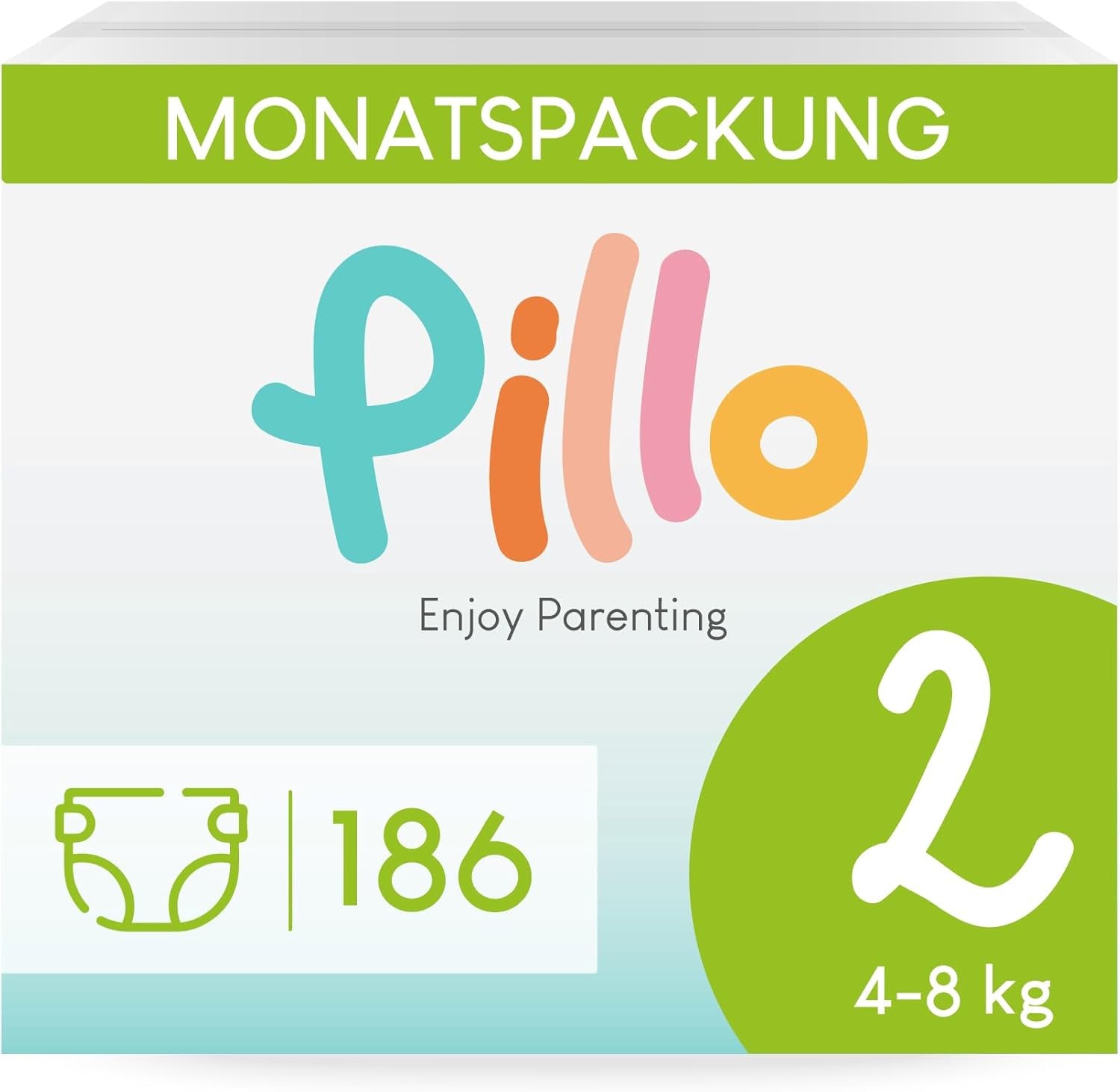 Windeln Pillo 3 – Box mit 168 Windeln, 6 Packungen mit je 28 Windeln, Größe 3 – Midi (6–10 kg) – Windeln für Babys