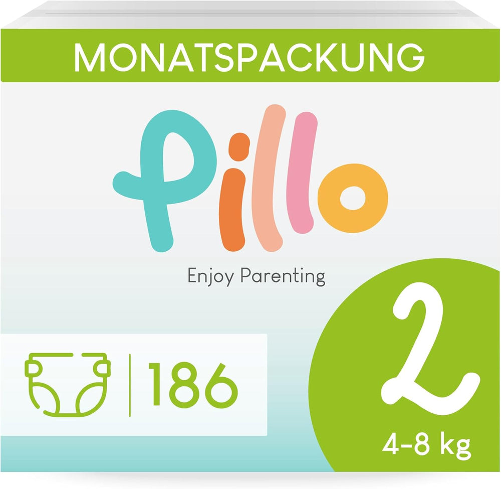 Windeln Pillo 3 – Box mit 168 Windeln, 6 Packungen mit je 28 Windeln, Größe 3 – Midi (6–10 kg) – Windeln für Babys