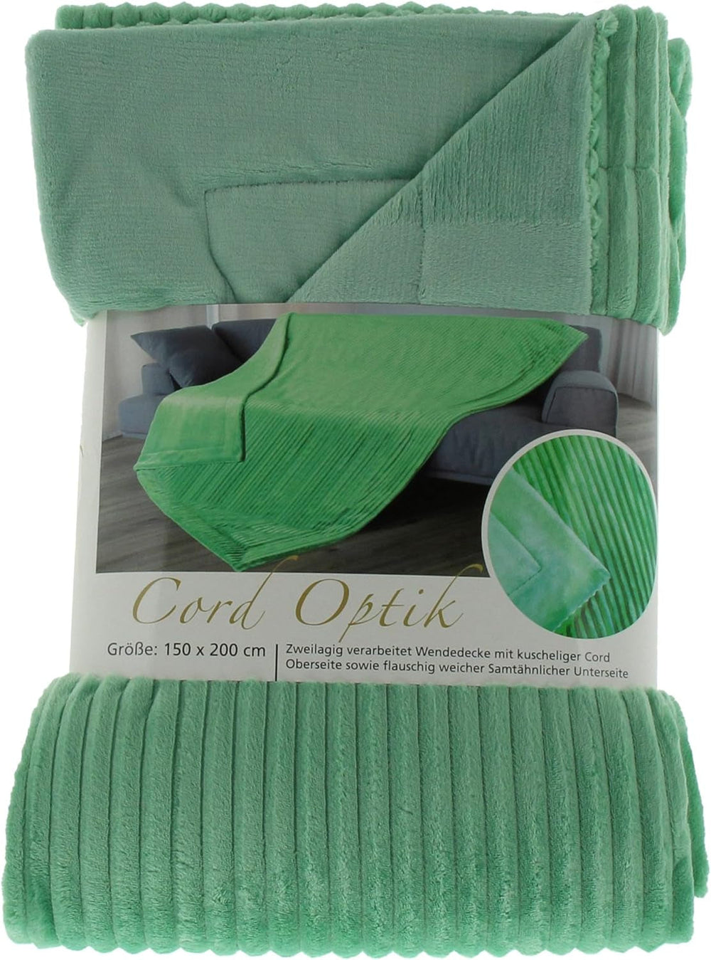 Gözze - Bequeme und weiche Decke in Cordoptik, 1620G/Stück, 150 x 200 cm - Zimtbetten und Decken Besuche den Gözze-Store Mint