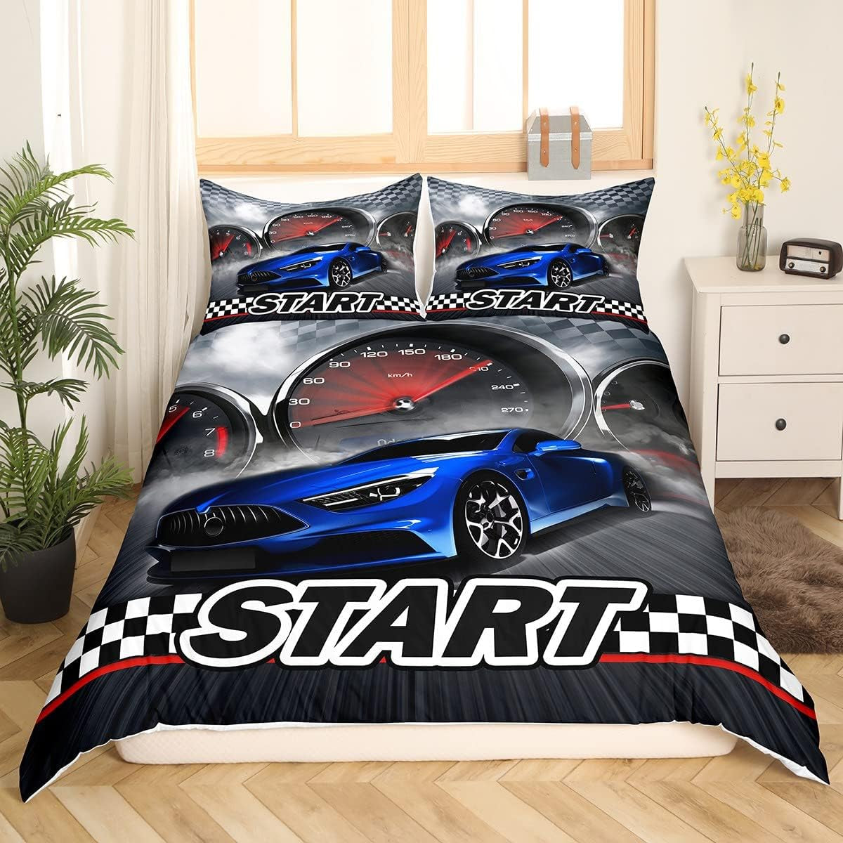 Jungen Cartoon Auto Bettwäsche Set 135X200,Kinder Bau Fahrzeuge Tröster Abdeckung Für Kind Kleinkind Teens,Dinosaurier Bettbezug,Traktor Maschinerie Bagger Bettdecke Abdeckung,Lkw Autos Bettwäsche Naty Shop Multi 5 135*200+80*80*1