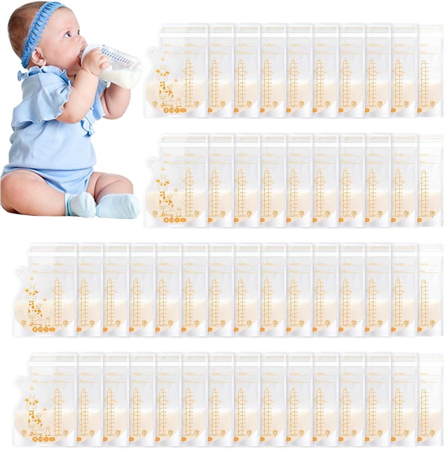 Vinabo 50 Stück Muttermilchbeutel, 250Ml Bpa-Free Muttermilk Storage Bag, Milchbeutel Für Muttermilch Mit Ausgießer Für Das Stillen, Selbststehender, Kann Eingefroren Werden, Vorsterilisiert Accessories Food and Breastfeeding Baby Naty Shop