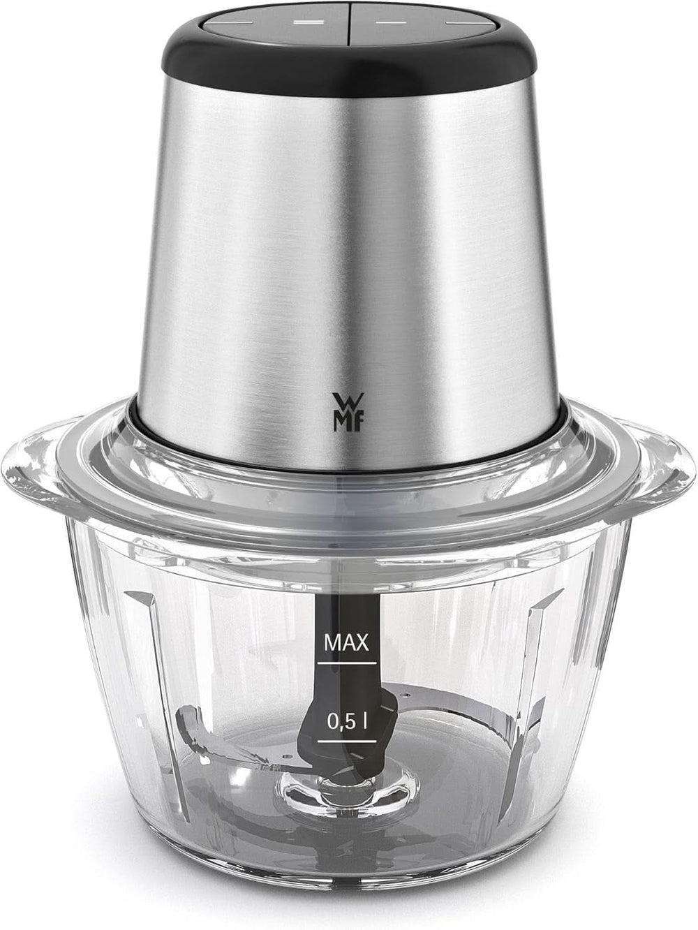 WMF Kult X Edition Zerkleinerer Elektrisch Mit Glasbehälter, Blitzhacker 320 W, 2 Geschwindigkeitsstufen, Großer Mixbehälter, Cromargan Matt Kitchen Naty Shop