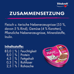 Vitakraft Poésie Création, hrană umedă pentru pisici, hrană umedă în sos, cu carne de vită și morcov, pachet vrac, fără zahăr adăugat sau cereale (15 x 85g)