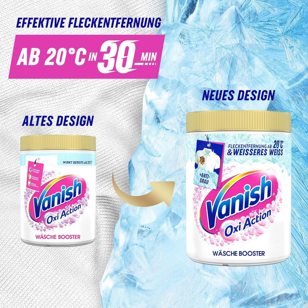 Vanish Oxi Action Powerwhite Pulver – 1 x 1,125 kg – Fleckenentferner und Wäscheverbesserungspulver ohne Chlor – für weiße Wäsche. Waschmittel Naty Shop