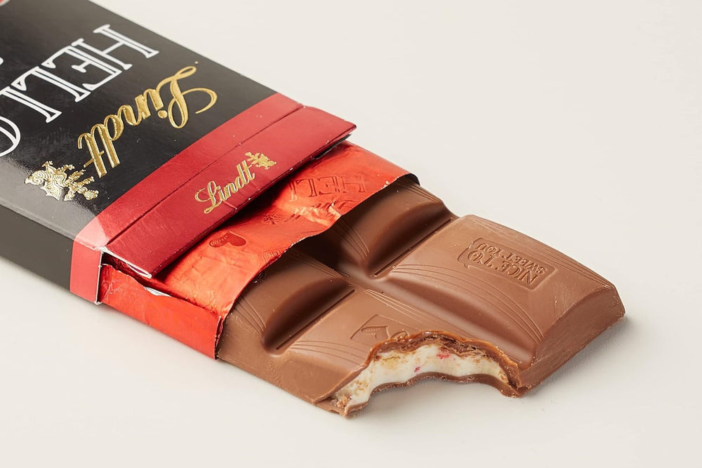 Lindt HELLO Erdbeer-Schokoladen-Käsekuchen | Riegel 100g | Milchschokolade mit Erdbeer-Quark-Creme-Füllung | Schokoriegel | Schokoladengeschenk (5er-Pack)