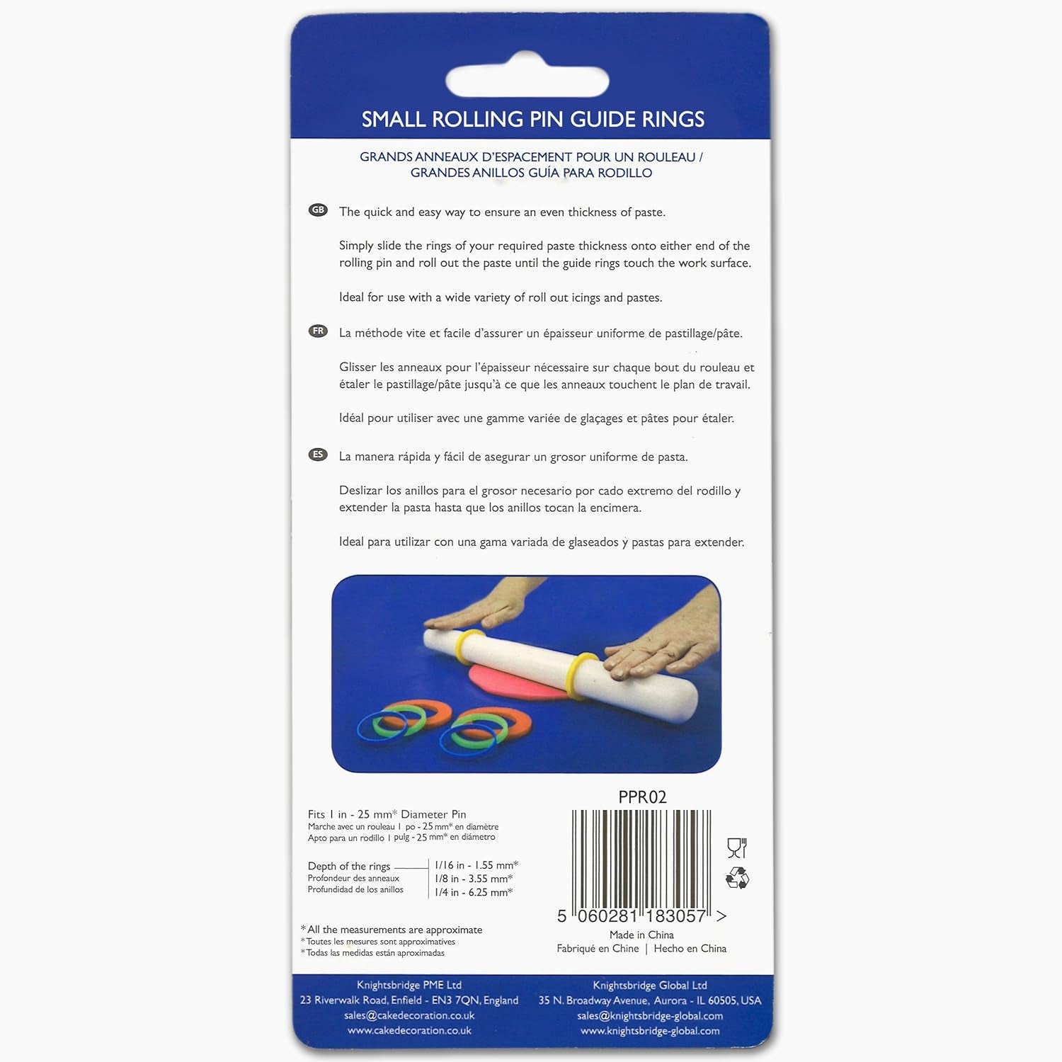 Führungsringe für kleine Ausrollstäbe, Kunststoff, Mehrfarbig, 14 x 9 x 2,05 cm, 8-Einheiten