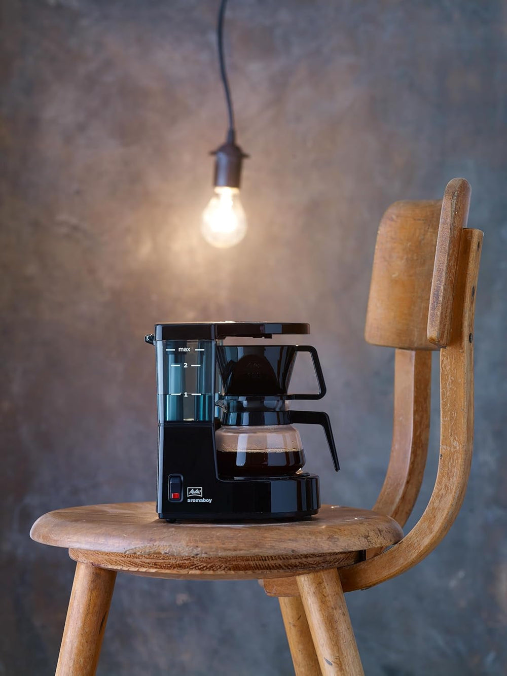 Melitta Aromaboy – aparat mic de cafea cu filtru și carafă de sticlă, pentru până la 2 cești de cafea, negru