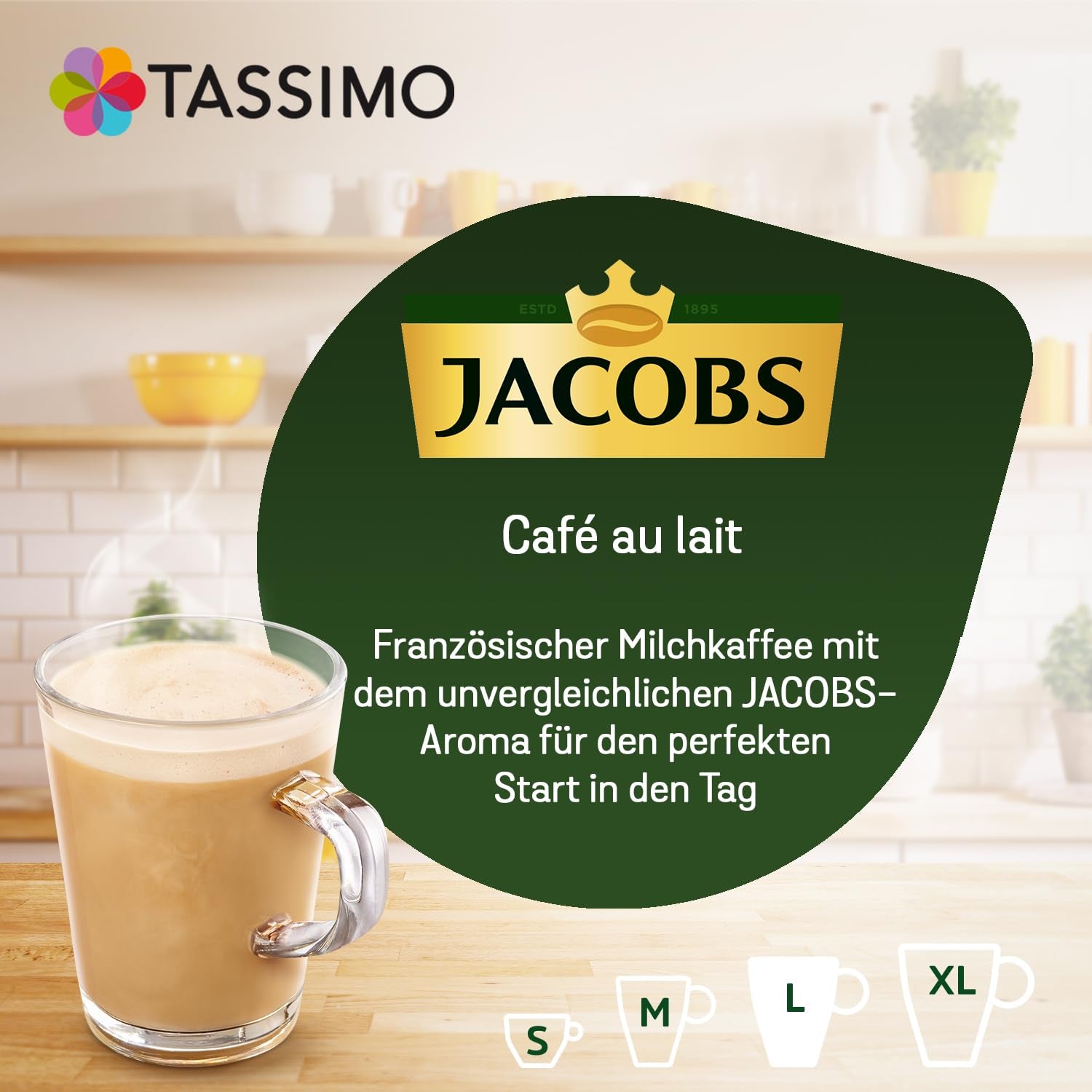 Tassimo Kapseln Jacobs Café au Lait, 5 x 16 Pads, 80 Kaffeekapseln