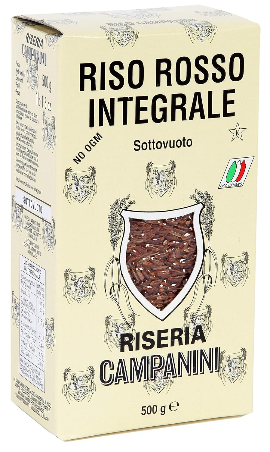 RISO ROSSO INTEGRALE Roter Reis mit Vollkorn RISERA CAMPANINI 500g aus Italien