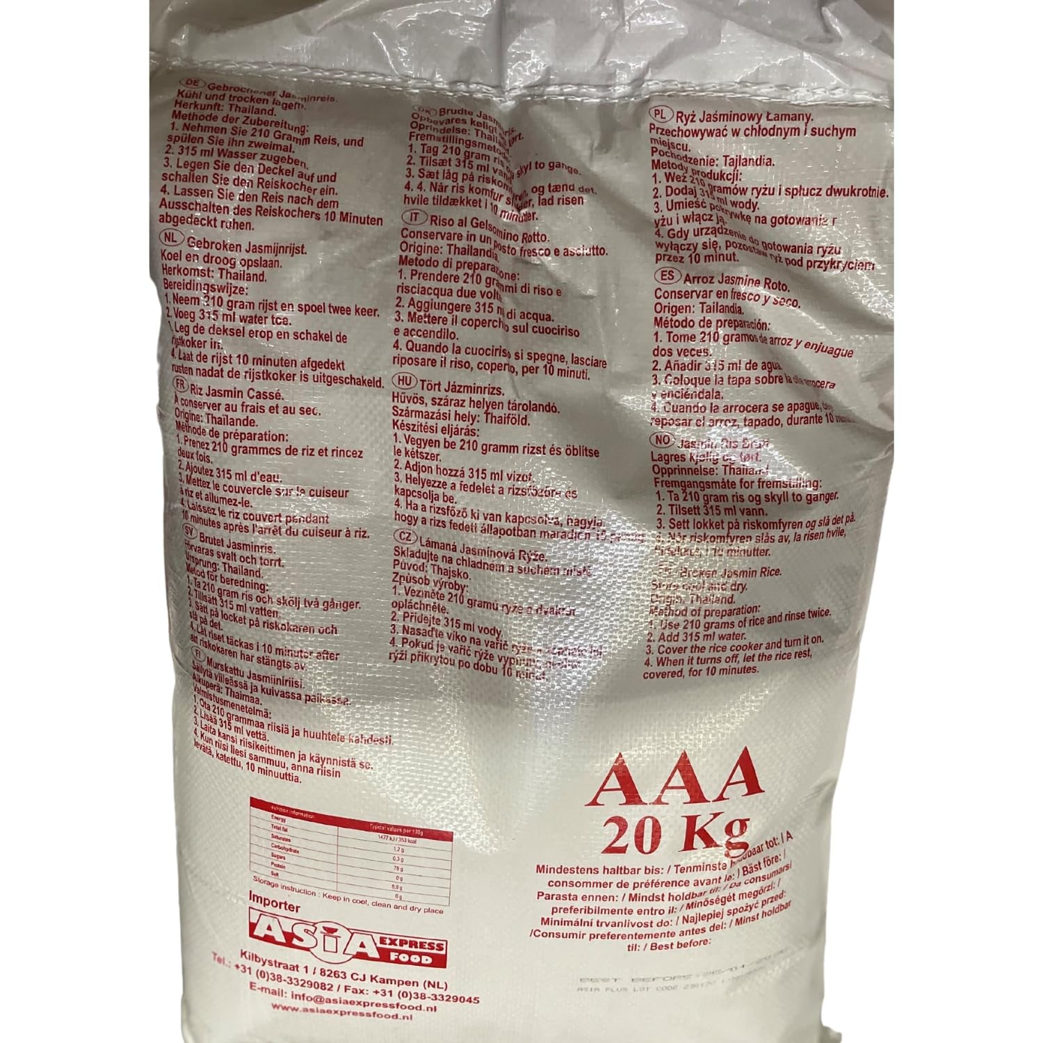 ROYAL THAI RICE - Gebrochener Jasminreis - 1 x 20 kg