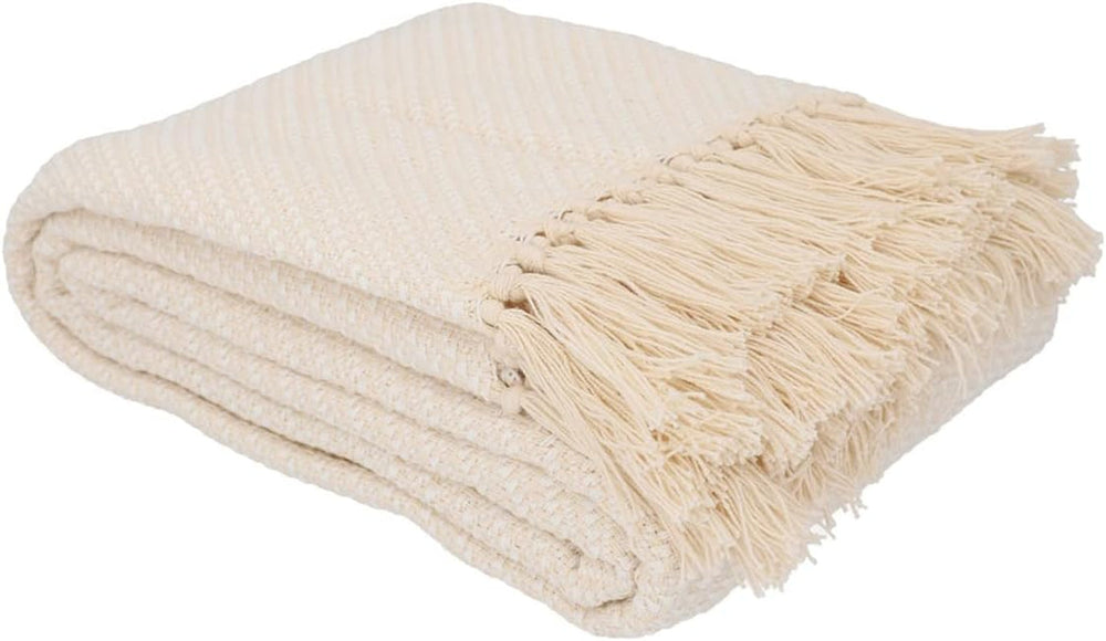 HOMLA Morris Plaid Cotton Fransendecke – weiche und bequeme Decke Baumwolldecke – feiner Stoff 130 x 170 cm Ecru Betten und Decken Besuchen Sie den HOMLA-Store