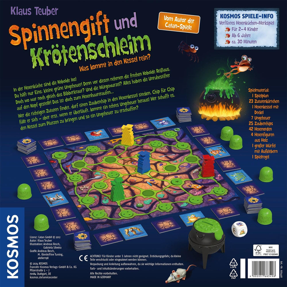 Kosmos 683498 Spinnengift und Froschschleim: Was ist im Kessel? Ein lustiges Memory-Spiel für 2-4 Spieler, Brettspiel, Spiel für Kinder ab 6 Jahren.