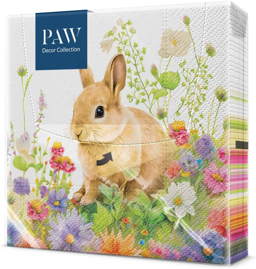PAW - Șervețele din 3 straturi (33 X 33 Cm) I 20 bucăți I Perfect pentru Paște, petreceri, primăvară și sărbători I Decorațiuni de masă Petrecere de Paște Șervețele de hârtie colorate - Ouă de Paște în acuarelă I Ouă în acuarelă