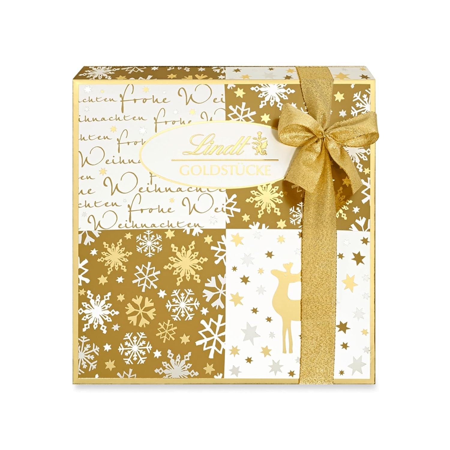 Lindt-Schokolade | Schachtel mit Goldstück-Pralinen | 180g | 18 Pralinen in 10 Sortimenten als feine Pralinen-Sortierung, teilweise mit Alkohol | Premium-Geschenkbox mit Weihnachtspralinen