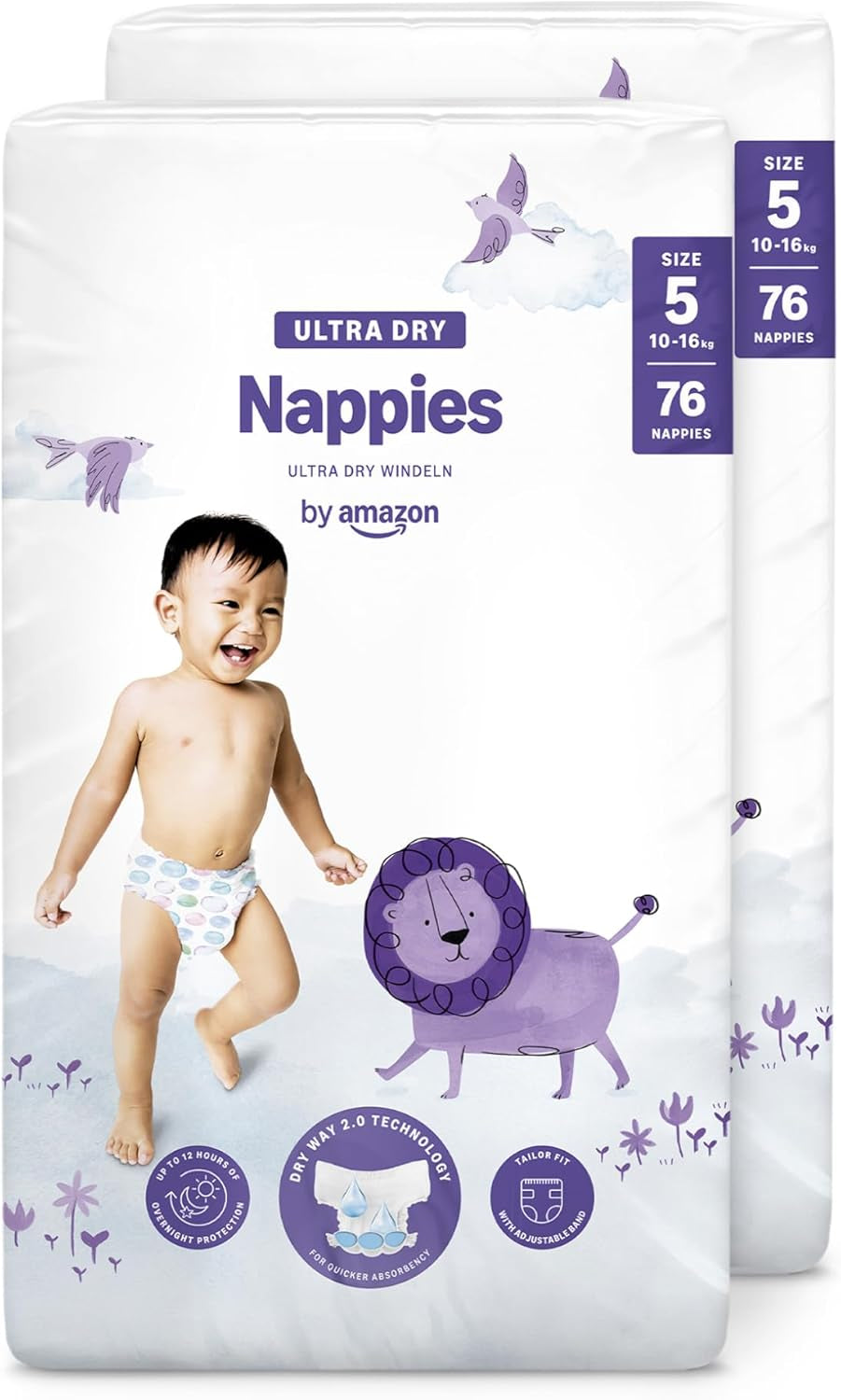 Amazon Ultra Dry Windeln, Größe 3 (4–9 kg) – Monatsbox, Weiß, 172 Stück (2 Packungen à 86 Stück) (ehemals Mama Bear, identisches Produkt)