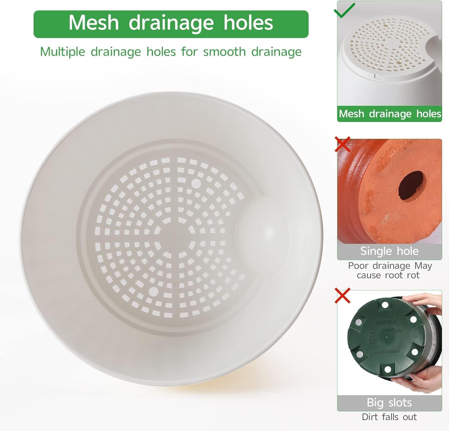 Ghiveci de flori CSYY, set de 7 ghivece de flori din plastic cu sistem de udare, 20,3/19/17,7/16,5/15,2/14/12,7 cm, ghiveci cu auto-udare și farfurie, pentru interior și exterior