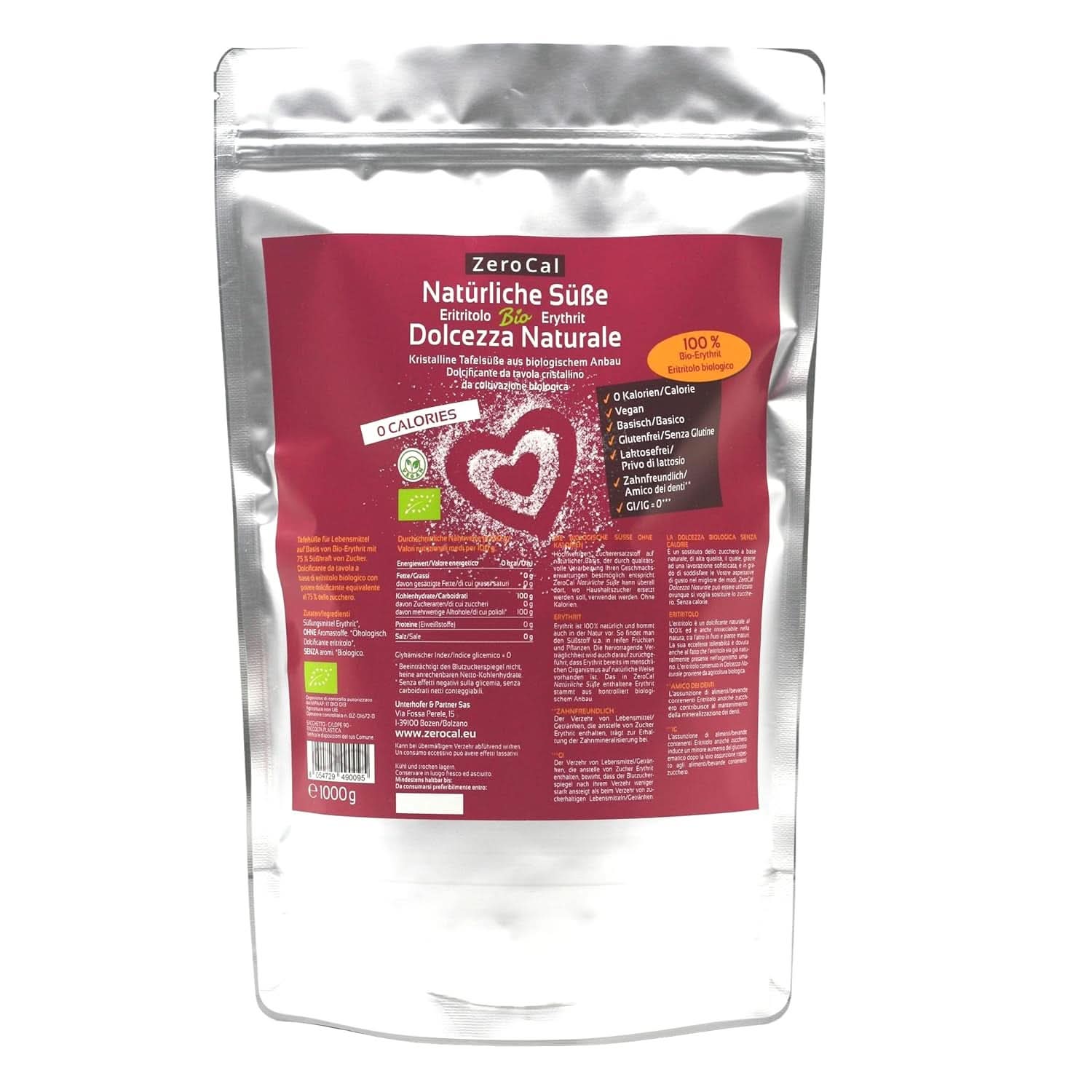 Zerocal – Bio-Erythrit 1 kg Süßstoffe Naty Shop