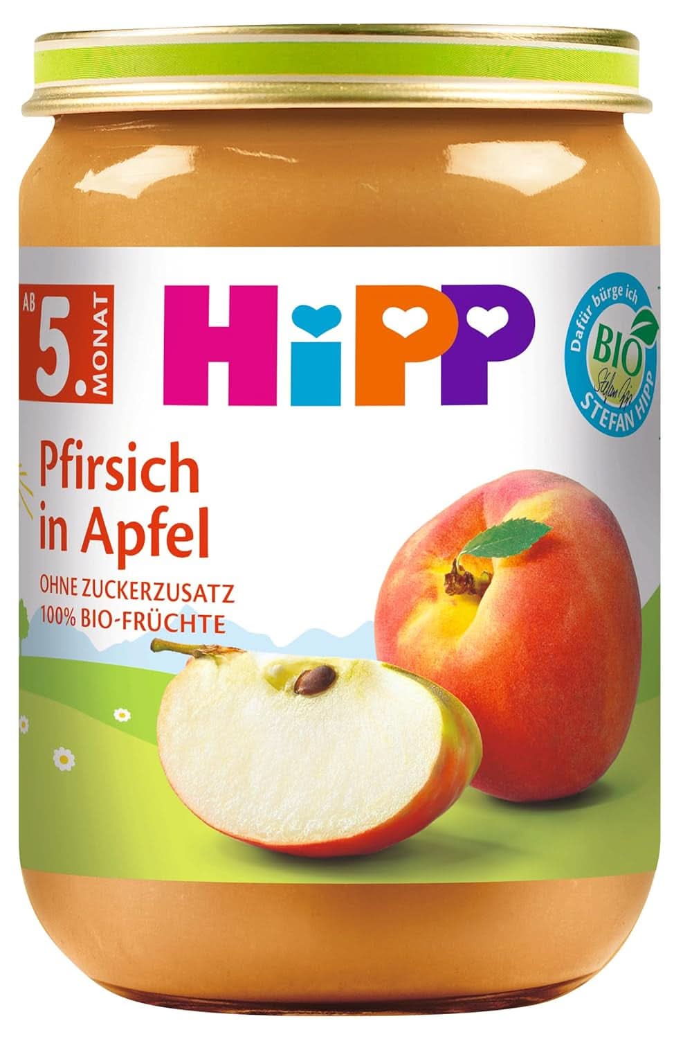 Hipp für kleine Feinschmecker, Nektarinen in Äpfeln und Mangos, ohne Zuckerzusatz, 6 x 190 Gramm Mutter und Kind Naty Shop 6 x 190 Gramm Pfirsich und Äpfel