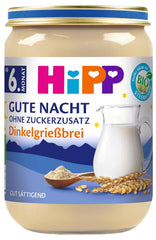 HiPP Bio-Gute-Nacht-Dinkelbrei (6 x 190g), Babynahrung ab 6 Monaten, ohne Zuckerzusatz, sehr sättigend, beste Bio-Qualität