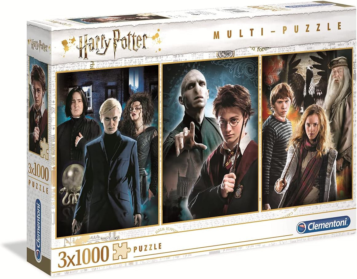 Clementoni 61884 Harry Potter – 3 x 1000 Teile Puzzle ab 9 Jahren, buntes Puzzle für Erwachsene mit kräftigen Farben, Geschicklichkeitsspiel für die ganze Familie, tolle Geschenkidee. Puzzle Naty Shop Standardtitel
