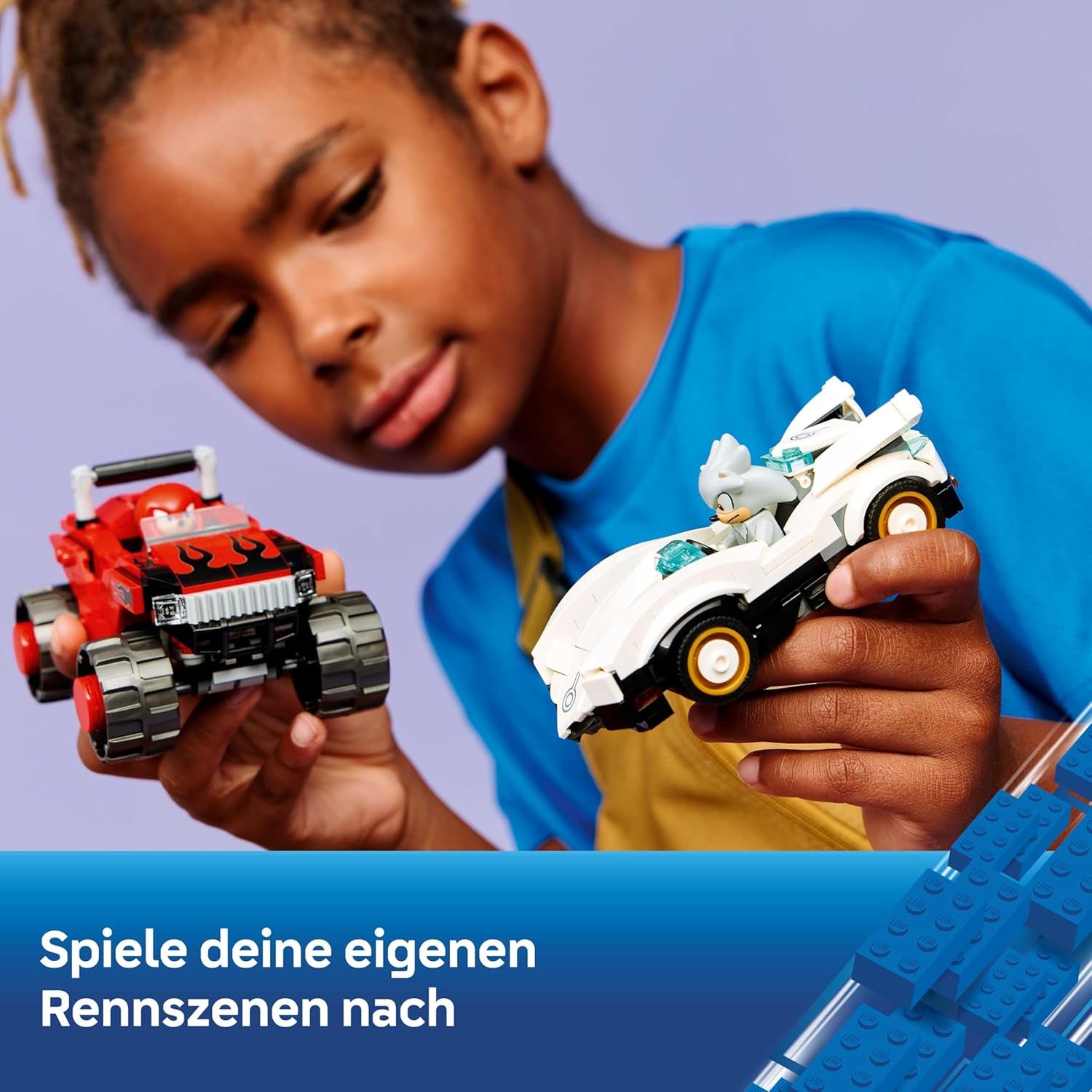 LEGO Sonic the Hedgehog Silvers Auto Vs. Knuckles' Monstertruck – Kinderspielzeug mit 2 Flitzern und 2 Minifiguren – Geschenk für Jungen und Mädchen ab 8 Jahren – Sonic Fanartikel für Gamer – 77118